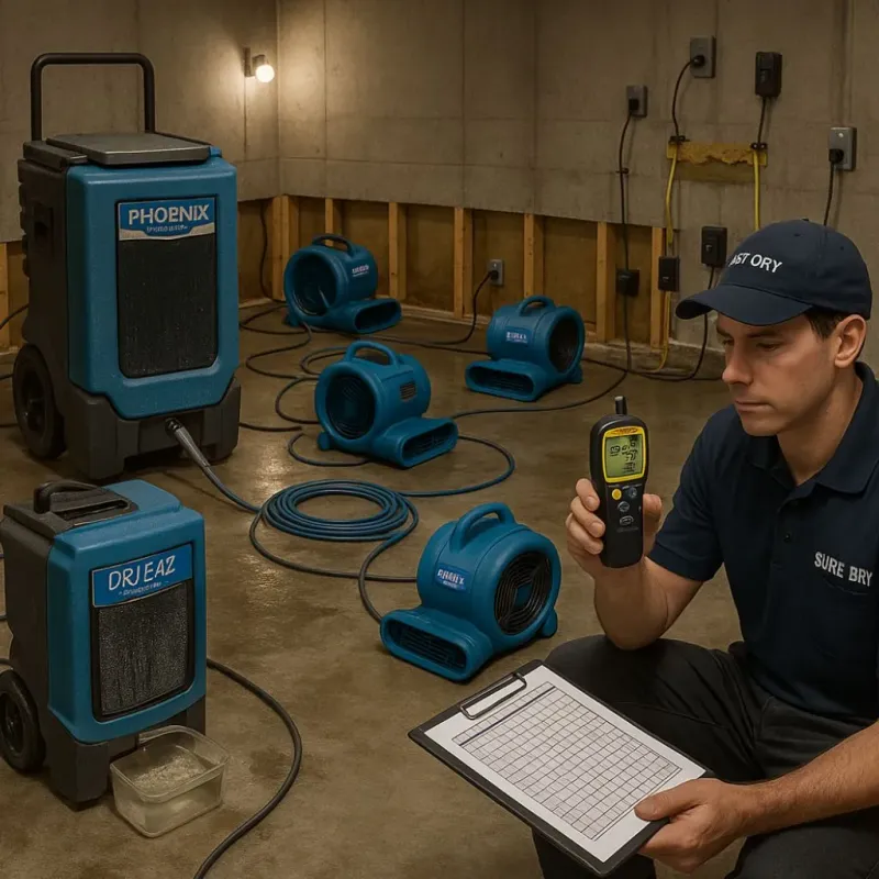 Structural Drying and Dehumidification process in Janesville, WI